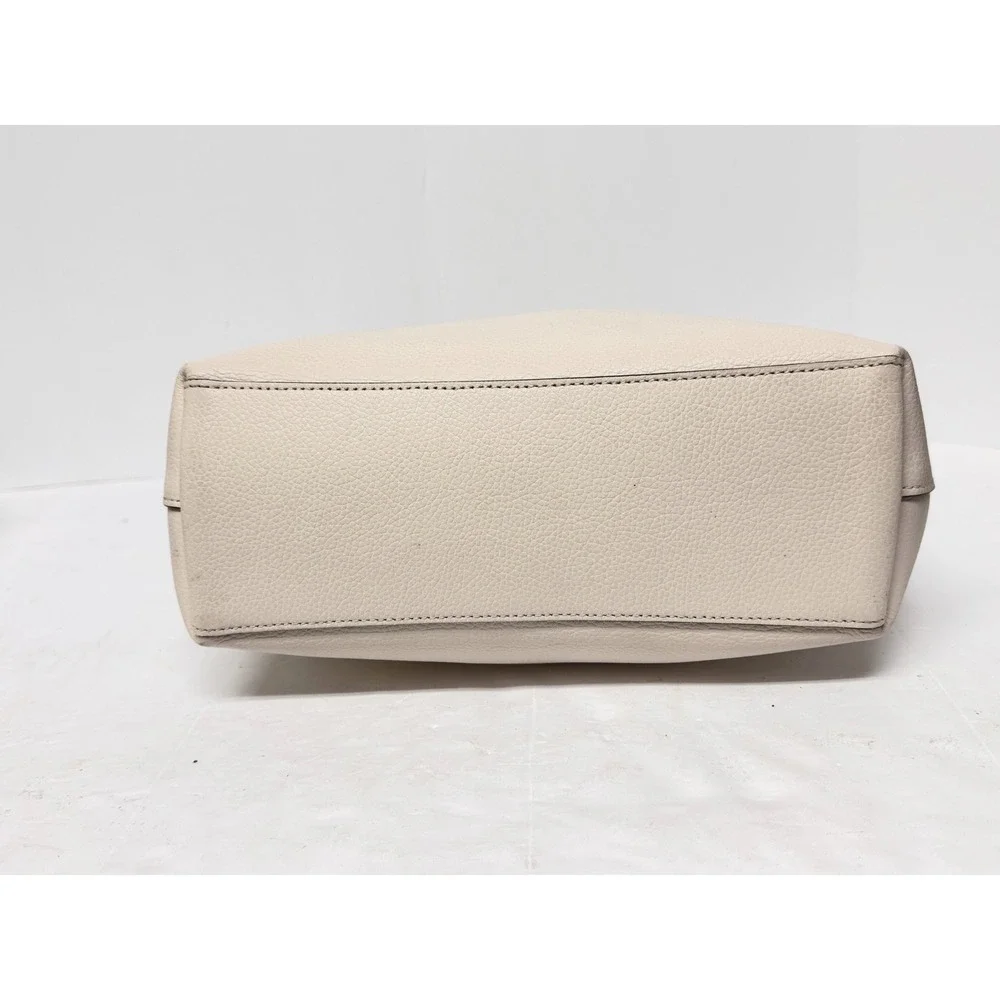 Coach Derby Tote Cream Pebbled Leather Shoulder Bag Silver‎ Hardware Medium